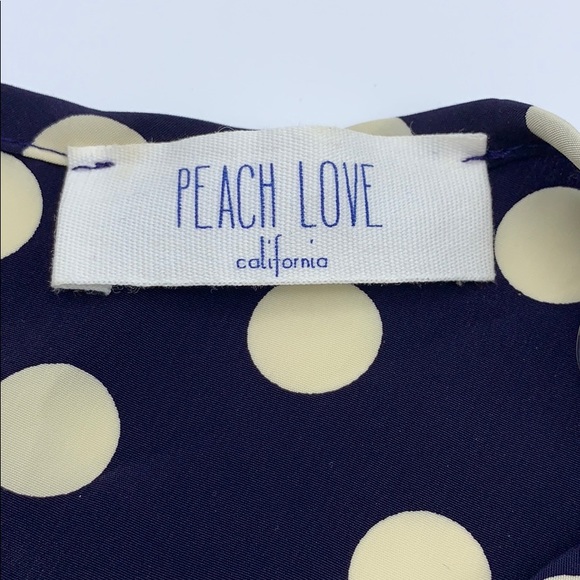 Navy blue/cream polka dot short sleeve blouse - Picture 3 of 6
